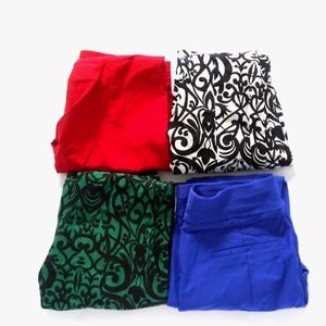 NY&C Lot of 4 Casual Pullon Pants SZ L Green Blue Red Black White